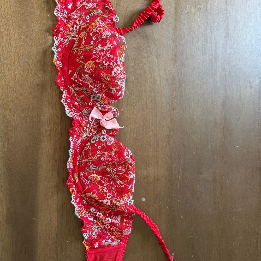 Agent Provocateur Red Floral Lace Bra